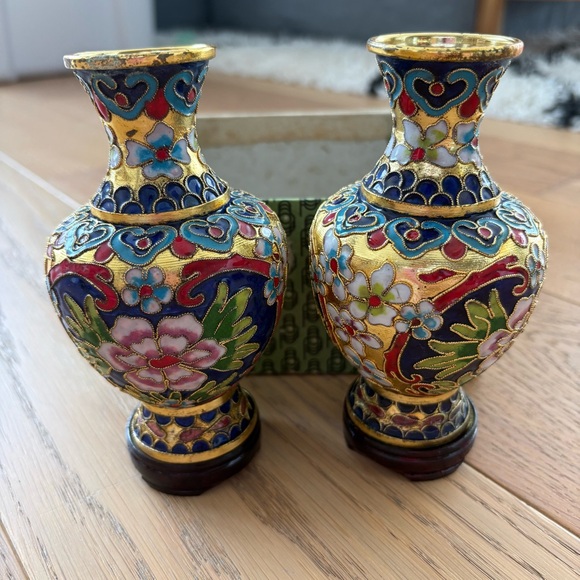 Other - Vintage Authentic Asian Cloisonné Vases Set